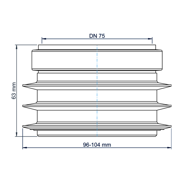 PO Übergang von Spitzende auf Muffe anderer Werkst.POLO-KAL DN 75/96-104mm