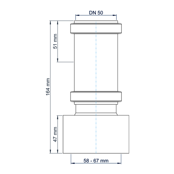 PO Übergang von Spitzende auf Spitzende anderer Werkst.POLO-KAL DN 50/58-67mm