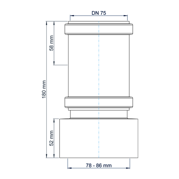 PO Übergang von Spitzende auf Spitzende anderer Werkst.POLO-KAL DN 75/78-86mm