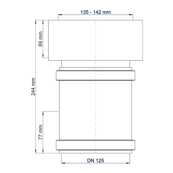 PO Übergang von Spitzende auf Spitzende anderer Werkst.POLO-KAL DN 125/135-142mm