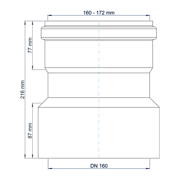 PO Übergang von Spitzende auf Spitzende anderer Werkst.POLO-KAL DN 160/160-172mm