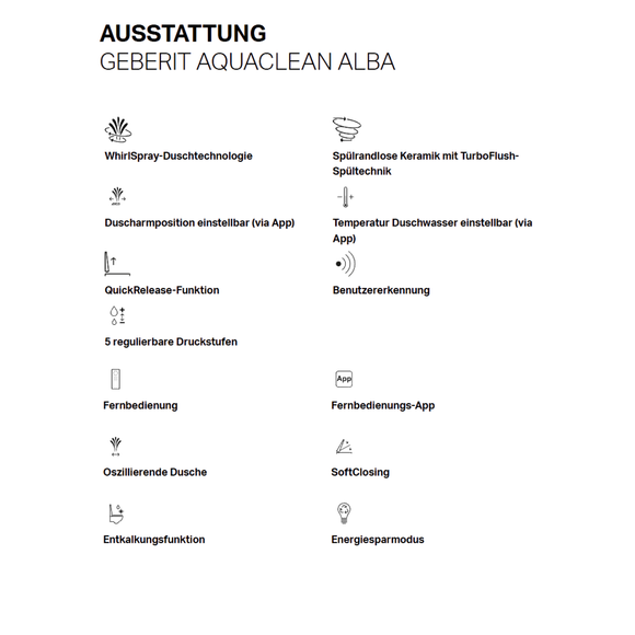 GEBERIT – AquaClean Alba Wand-WC, weiße Komplettanlage, inklusive Spültechnik