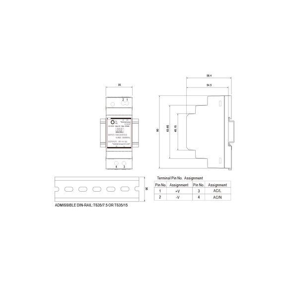 Schaltnetzteil Hutschiene 36W 24V/1,5A