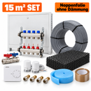 Fußbodenheizungsset 15 m² Komplettset mit Noppenfolie, Verteiler & Regelung-2