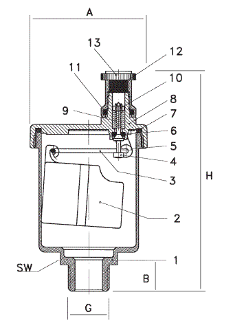 Automatischer Schwimmerentlüfter 3/8 Zoll mit Absperrventil verchromt IMT