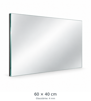 Floatglas-Spiegel 600 × 400 mm 4 mm mit Feuchtraumbelag KIEDL