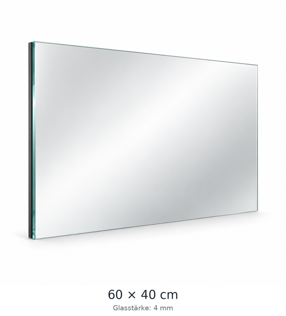 Floatglas-Spiegel 600 × 400 mm 4 mm mit Feuchtraumbelag KIEDL