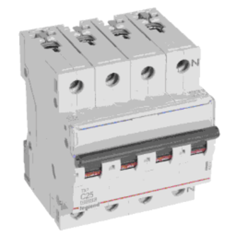 Leitungsschutzschalter TX3 25 A C 3P+N 10 kA Legrand