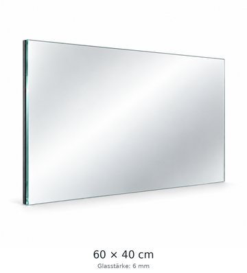 Floatglasspiegel 600 × 400 mm, 6 mm mit Feuchtraumbelag Glas Kiedl