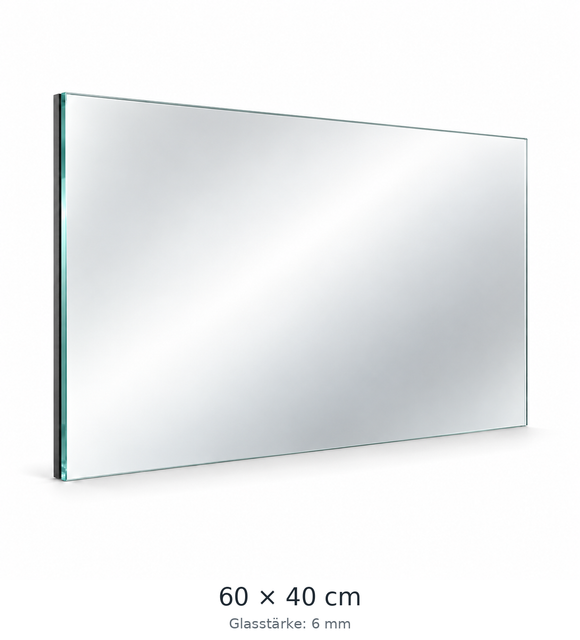 Floatglasspiegel 600 × 400 mm, 6 mm mit Feuchtraumbelag Glas Kiedl