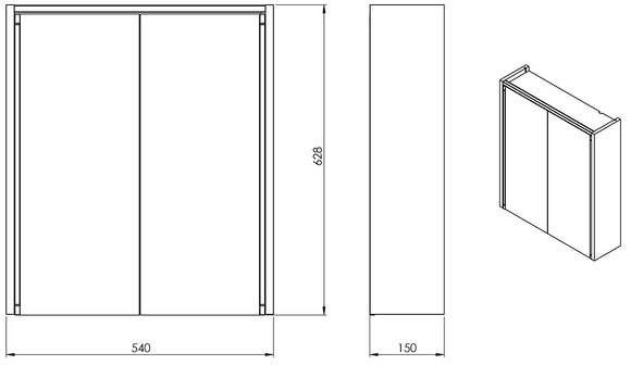 Spiegelschrank Varia 54 × 63 × 15 cm LED-Lightstrip Weiß