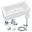 Badewannen-Komplettset mit Aufputz-Wannenarmatur | Duo 170 × 75 cm-1