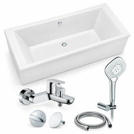 Badewannen-Komplettset mit Aufputz-Wannenarmatur | Duo 170 × 75 cm