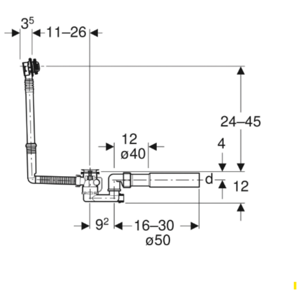 Era Ab- und Überlaufgarnitur komplett, mit Sichtteil 40/50mm, Chrom