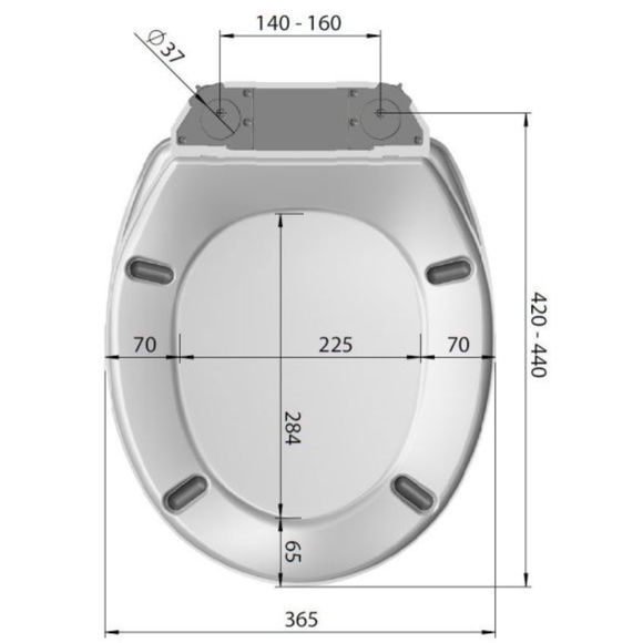 MKW – Euro 2000 Plus WC-Sitz mit Deckel in Weiß und Kunststoffscharnier – 490 x 395 x 55 mm – 1 Stück