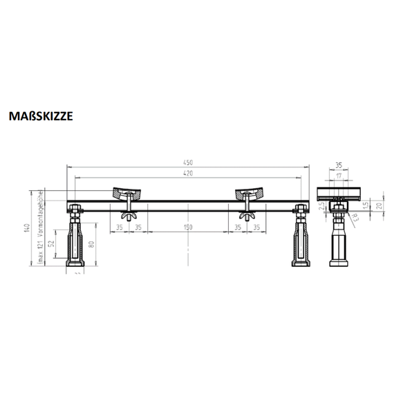 Forta Wannenfußgestell für Forta Stahlemail Wannen - 1 Set aus 2 Stück