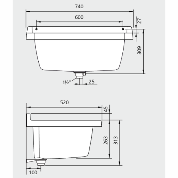Waschtrog RoClassico 740 × 270 × 520 mm | Farbe: weiß-marmoriert