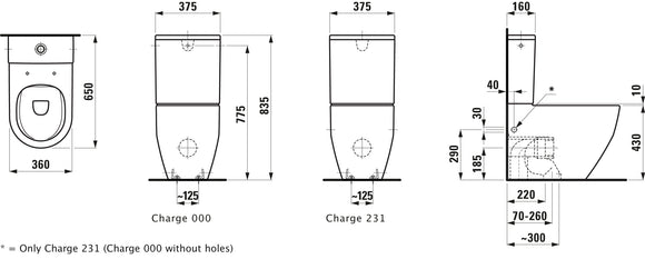 Laufen PRO 825962 Stand-WC-Kombination Tiefspüler spülrandlos weiß -ohne Spülkasten