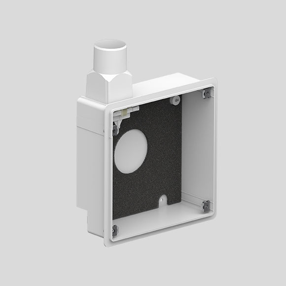 mit Luftrückschlagklappe
für Unterputzmontage
Anschlussstutzen 50 mm links oben
Einbaumaße ohne Stutzen:
H=224/B=224/T=80 mm