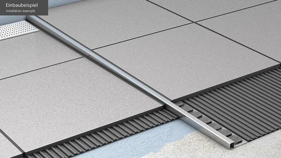 Aco ShowerStep Ausführung links L=1490mm, H1=10mm, H2=36mm | Edelstahl poliert