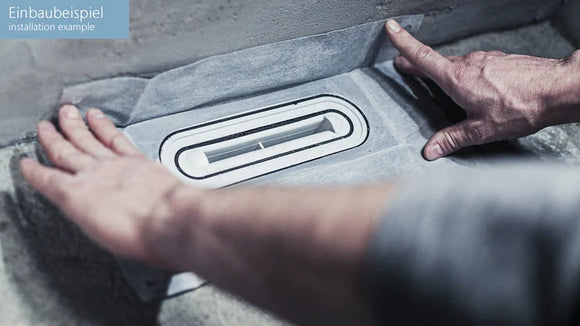 Aura Ablauf für Duschrinnenprägung DN 50, inklusive Dichtmembran und Wasserschutz 30