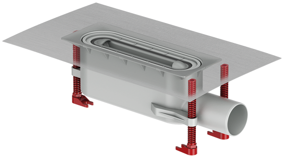 Aura – Ablauf für Duschrinnenprüfungen DN 50, inklusive Dichtungsmittel, Wassersperre – 1 Stück