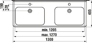 Idea – Doppelwaschtisch | 130 × 48,5 cm | Weiß