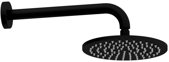 Aura Kopfbrause Ø 20 cm rund – inklusive Wandbogen rund 30 cm, Black Line Matt – 1 Stück