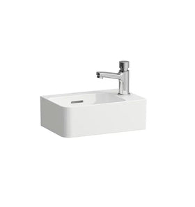 Laufen VAL 815280 Handwaschbecken unterbaufähig, asymmetrisch  Saphirkeramik weiß 340x220x115 1 Hahnloch rechts mit Überlauf