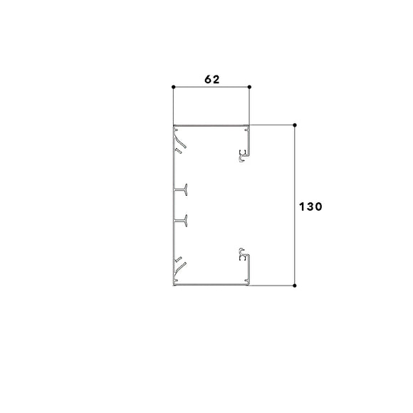 Brüstungskanal-Unterteil | BRA3 | 130 × 62 mm | Aluminium natureloxiert | 2 m