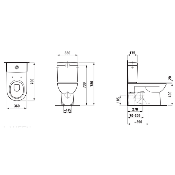 LAUFEN – Pro Stand-WC-Kombination Tiefspüler mit LCC-Beschichtung, Weiß