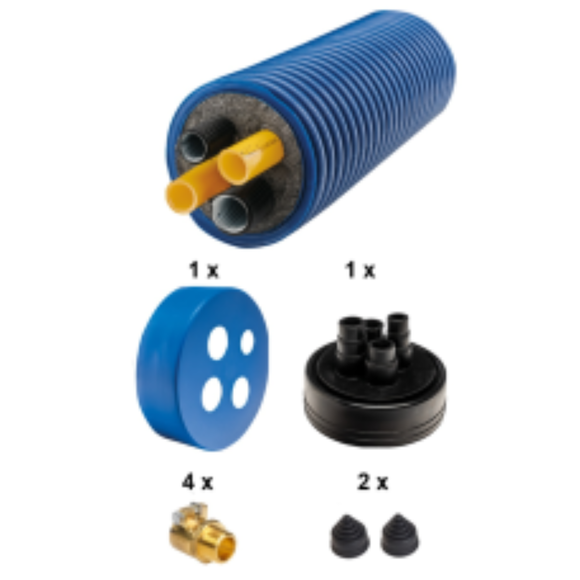Wärmepumpenanschlussrohr SET 20 m HP160/40-20 inklusive Verschraubungen, Kappen und Propankit