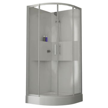 Forta – Komplettdusche Runddusche 90 × 90 cm mit Thermostat und ESG Clean, Weiß – 1 Stück