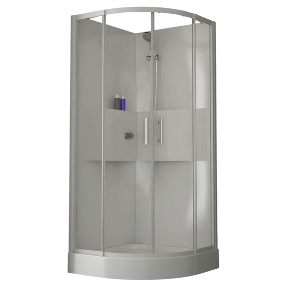 Forta – Komplettdusche Runddusche 90 × 90 cm mit Thermostat und ESG Clean, Weiß – 1 Stück