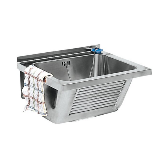 Edelstahl Waschtrog  SIRIUS | LTJ500 | 52 × 24 × 49 cm  (B x H x T) | inkl. Stopfenab- und Überlaufgarnitur