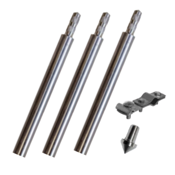 Tiefenerder Set V4A Ø 20 mm, 4,5 m – 3 × 1,5 m inkl. Schlagspitze &amp; Anschlussklemme