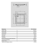 Forta – Stahlemail Brausetasse 90 × 90 cm, schweres Modell, Weiß – 1 Stück-2