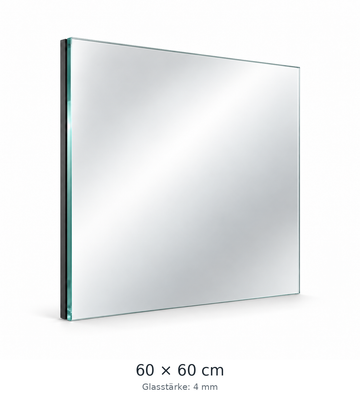 Floatglas-Spiegel 600 × 600 mm mit Feuchtraumbelag KIEDL