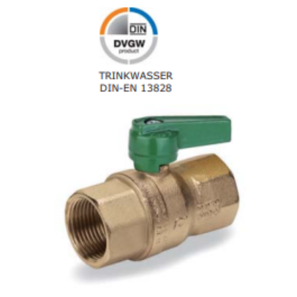 TW-Kugelhahn DN 20 3/4" IG mit grünem Drehriegel Flügelgriff, DVGW – 1 Stück