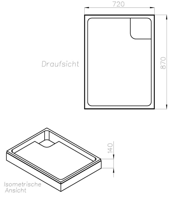 Forta Träger für Brausetasse AQBTFOBT90.75FS – 90 × 75 × 2,5 cm