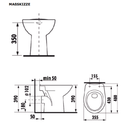 Una Stand-WC Tiefspüler mit waagrechtem Abgang, Weiß | ohne WC-Sitz-2