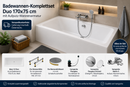 Badewannen-Komplettset mit Aufputz-Wannenarmatur + Handbrause | Duo 170 × 75 cm Acryl weiß (ohne Wannenschürze)-1