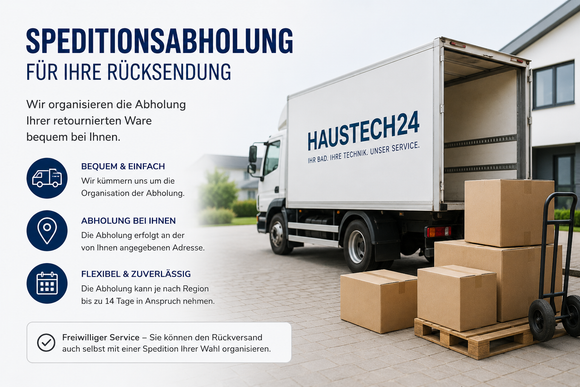 Speditionsabholung für Ihre Rücksendung zu haustech24.at (optional)