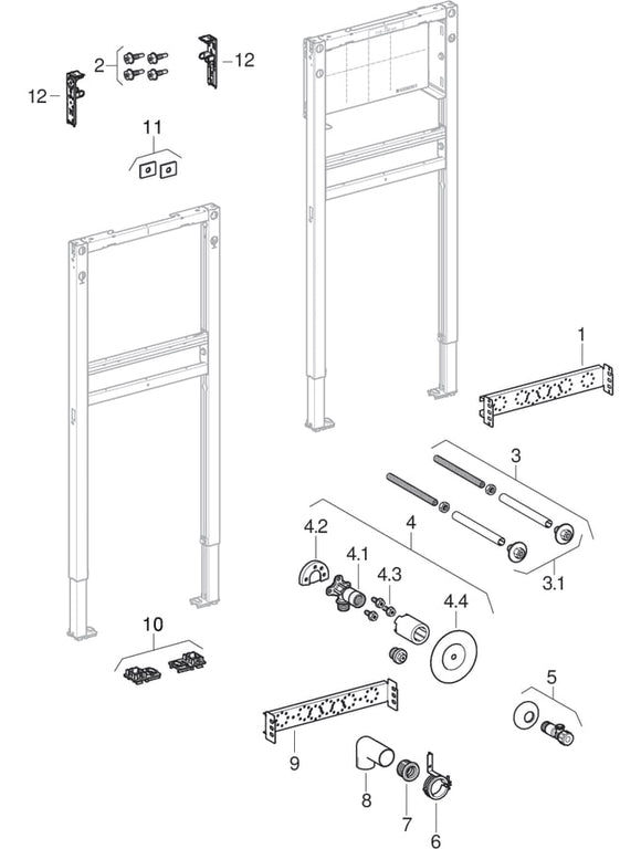 GE Duofix 2025 WT f. Standarmatur H82/98cm, B50cm