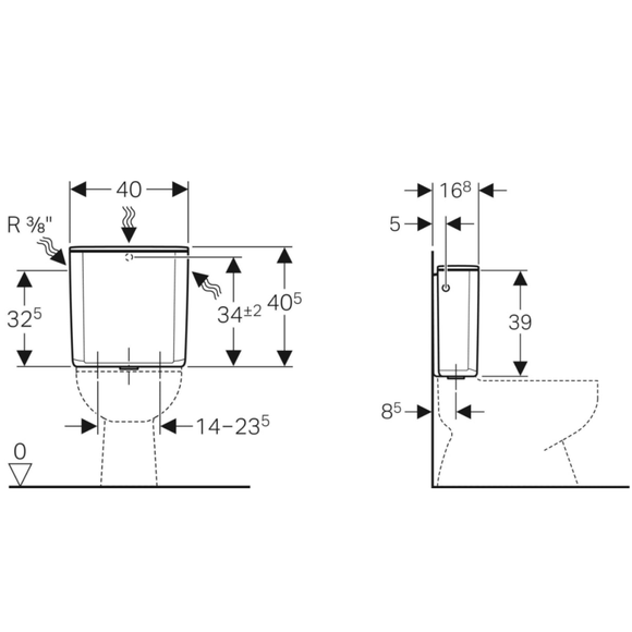 GEBERIT – Spülkasten AP128 für 2-Mengen-Bedienung in Weiß – 1 Stück