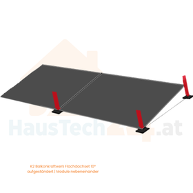 K2 Balkonkraftwerk - XPress Flachdachset 10° | für 2 Stk. Module in Reihe