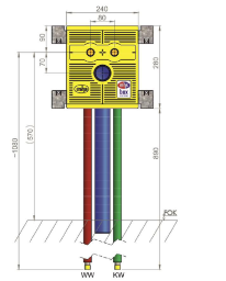 MHS – Waschtisch 240 mit Auslass 80 mm und Unibox Rohr für Geberit FlowFit