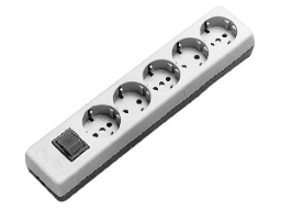 Tischverteiler 5-fach mit 1.5m Zuleitung 3x1mm2, 90 gedreht, weiß, mit Schalter