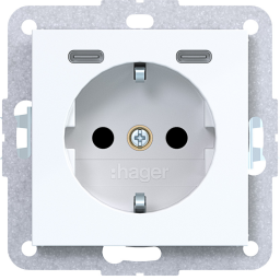 Stkd SCHUKO USB-C 2f 20W A.x/C.x lw gl