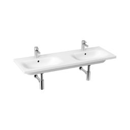 Idea 1.0 Doppelwaschtisch 130x45cm, mit 2 Hahnlöchern, Weiß